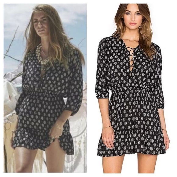 Auguste the label / nomad play dress lace up black Bombay bloom floral print 2 - Picture 1 of 6